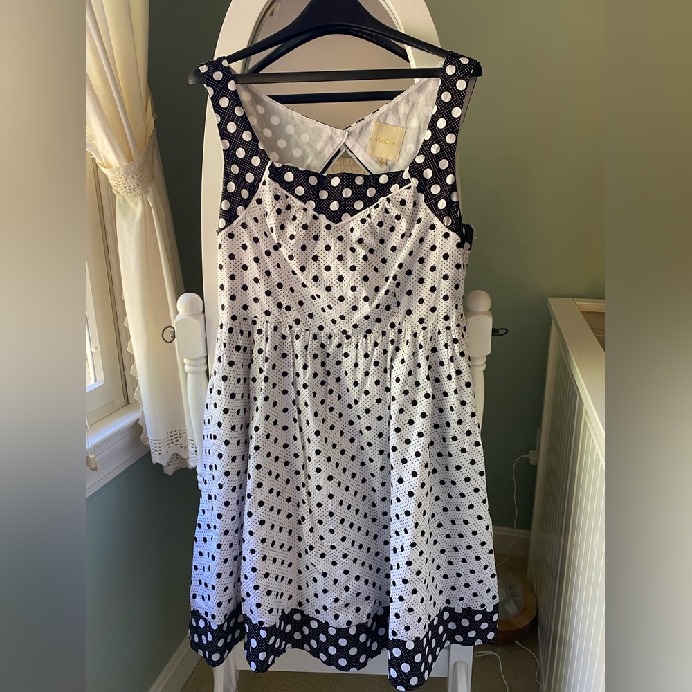 ModCloth white and black polka dot dress. Size XL New without tags
